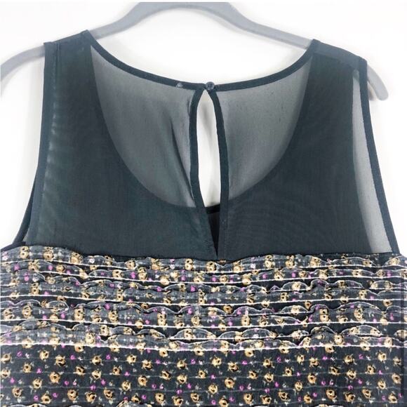 Free people burst ditsy grey floral mesh ruffle mini dress - Picture 10 of 11